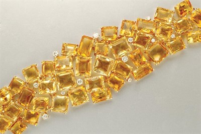 Lot 1096 - Citrine and Diamond Bracelet