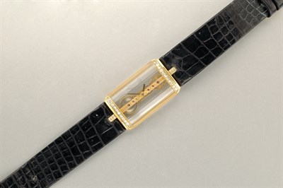 Lot 1180 - Gold and Diamond Single Bridge Skeletonized Wristwatch