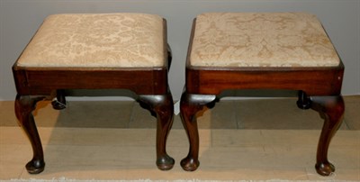 Lot 3150 - Pair of Queen Anne Style Mahogany Stools Each...