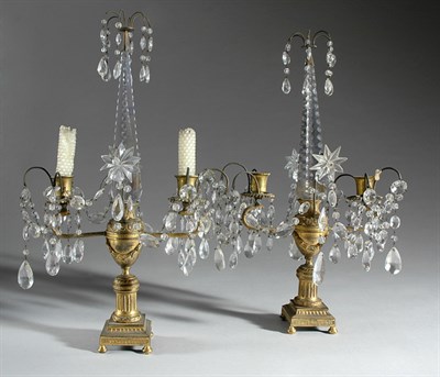 Lot 397 - Pair of George III Gilt-Bronze and Cut Glass...