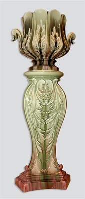 Lot 636 - Majolica Jardiniere with Pedestal en Suite...