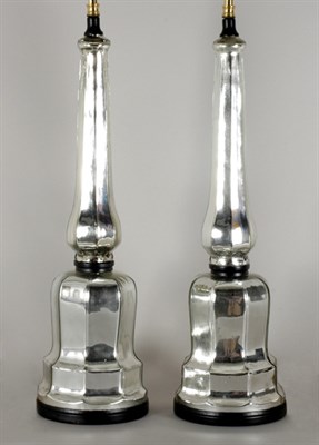 Lot 550 - Pair of Mercury Glass Two-Light Lamps Height...