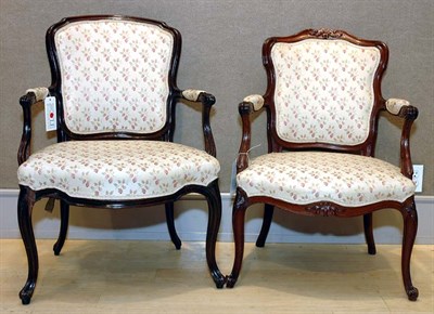 Lot 492 - Two Louis XV Style Fruitwood Fauteuils