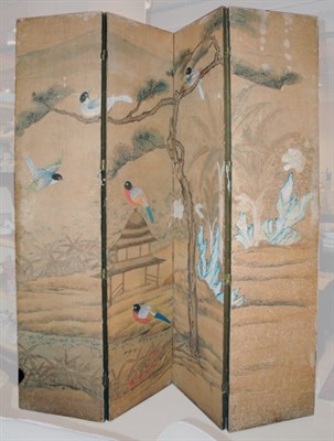 Lot 4175 - Chinese Wallpaper Four-Panel Screen Qing...