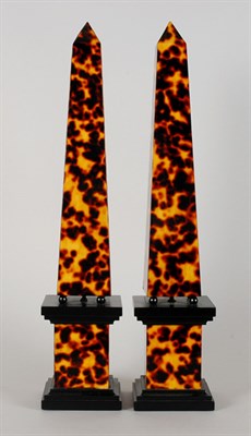Lot 495 - Pair of Faux Tortoise Shell Obelisks Height 20...