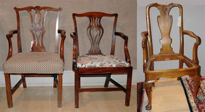 Lot 1127 - Three Georgian Style Mahogany Armchairs