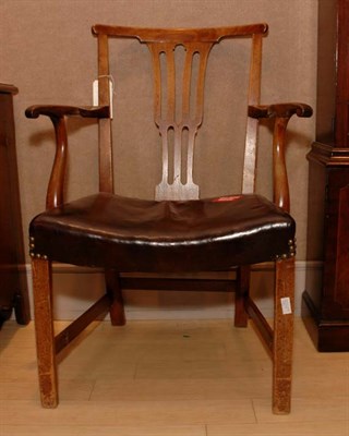 Lot 601 - Victorian Leather Upholstered Mahogany Armchair
