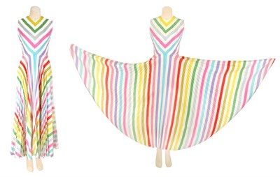 Lot 119 - Galanos Candy Sriped Sunray Pleated Gown...