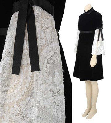 Lot 148 - Beene Black Velvet and Lace Dress American,...