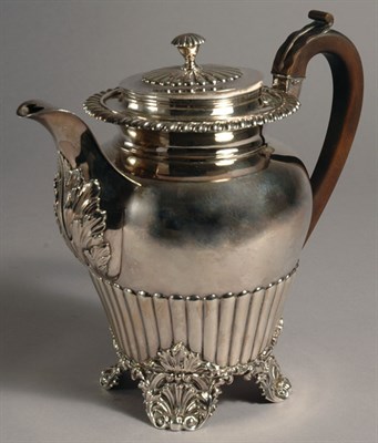 Lot 553 - George IV Silver Coffee Pot Maker's mark HI,...