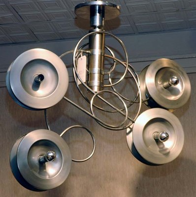 Lot 221 - English Art Deco Style Brushed Aluminum Light...