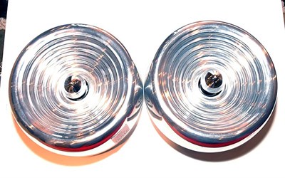 Lot 152 - Pair of Chrome Single-Light Disc-Form Sconces...