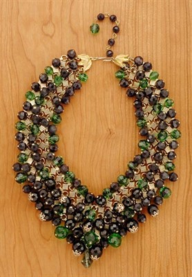 Lot 196 - Schiaparelli Black and Green Rhinestone Collar...