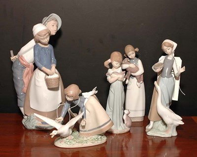 Lot 394 - Group of Six Lladro Porcelain Figurines...