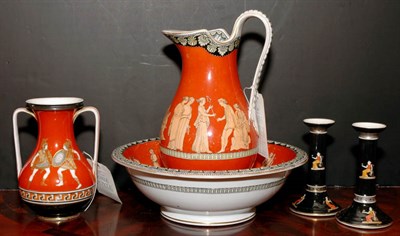 Lot 411 - English Pottery Pitcher and Basin; Together...