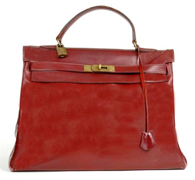 Lot 310 - Hermes Burgundy Leather Kelly Bag French,...