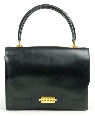 Lot 332 - Hermes Black Leather Handbag French, 1960s The...
