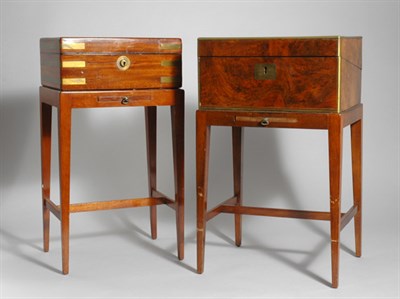 Lot 662 - Two Victorian Brass Bound Walnut or Mahogany...