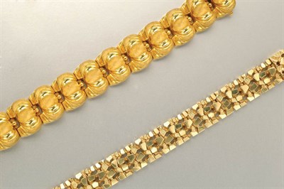Lot 1175 - Two Gold Bracelets