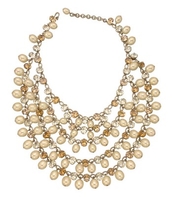 Lot 190 - Rhinestone and Faux Pearl Necklace French,...