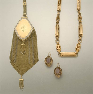 Lot 1222 - Group of Antique Jewelry and Art Deco Mesh Purse