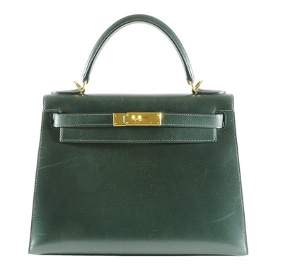Lot 319 - Hermes Bottle Green Box Leather Kelly Handbag...