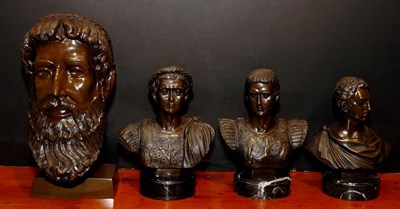 Lot 617 - Set of Four Bronze Busts After the Antique.