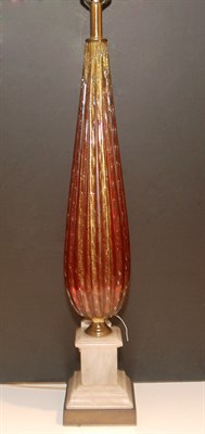 Lot 215 - Italian Murano Glass and Alabaster Lamp Height...