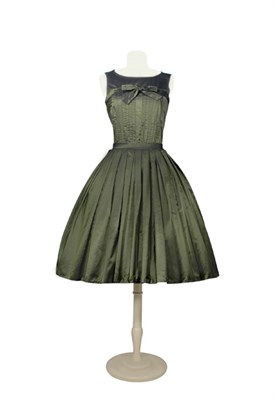 Lot 144 - Chanel Couture Olive Changeante Silk Dress...