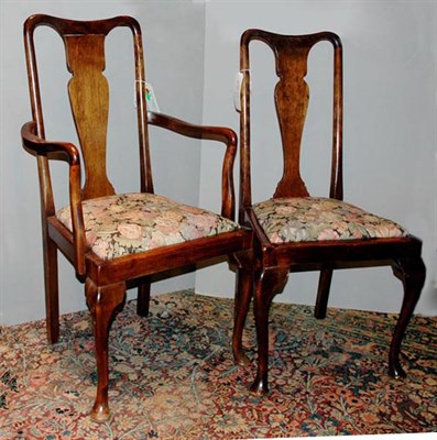 Lot 4136 - Set of Six Queen Anne Style Mahogany Dining...