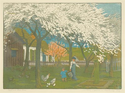 Lot 4145 - Gustave Baumann PEACH AND PLUM BLOOM Color...
