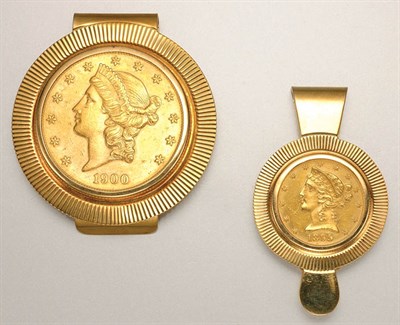 Lot 1250 - Two U.S. Gold Coins in Money Clips