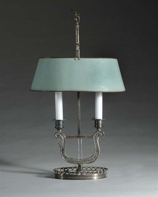 Lot 412 - Louis XVI Style Silver Plated Bouillotte Lamp...