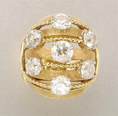 Lot 1155 - Gold and Diamond Bombe Ring