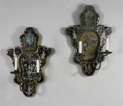 Lot 271 - William and Mary Style Etched Mirror Framed...