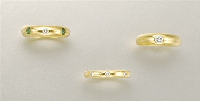 Lot 1147 - Three Gold, Diamond and Gem-Set Gypsy Rings