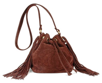 Lot 284 - Chanel Brown Suede Drawstring Bag French, late...