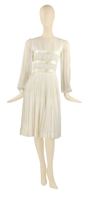 Lot 111 - Dior Ivory Chiffon Knife Pleated Dress French,...