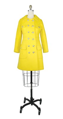 Lot 83 - Feraud Acid Yellow Wool Mod Coat French, 1960s...