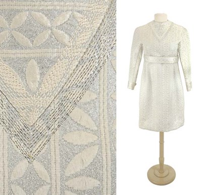 Lot 66 - Galanos Silver Lame Matelasse Mod Dress...
