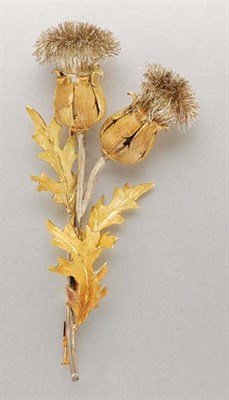 Lot 1444 - Gold and Silver Thistle Brooch
