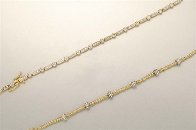 Lot 1136 - Two Gold and Diamond Bracelets