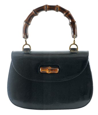 Lot 296 - Gucci Bamboo Handle Lizard Handbag Italian,...