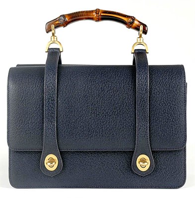 Lot 293 - Gucci Navy Pigskin Double Sided Handbag...