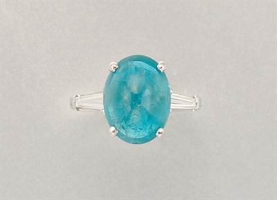 Lot 1187 - Cabochon Emerald and Diamond Ring