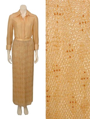 Lot 152 - Douglas Hannant Apricot Silk Evening Ensemble...