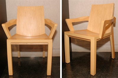 Lot 161 - Set of Four Laminated Birch Armchairs