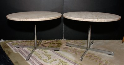 Lot 165 - Pair of Travertine Marble and Chrome...