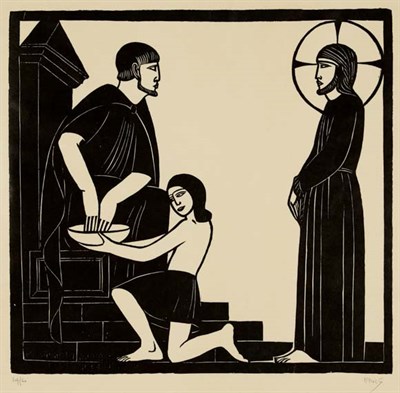 Lot 308 - Eric Gill CHRIST AND THE MONEY-CHANGERS;...