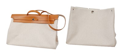 Lot 333 - Hermes Herbag Canvas and Bridle Leather French,...